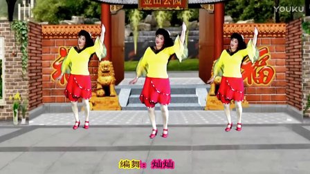2017最新吕芳广场舞《福门开好运来》正背面